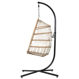 Gardeon Outdoor Egg Swing Chair Wicker Rope Furniture Pod Stand Foldable Yellow - Top-Down View
