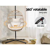 Gardeon Outdoor Egg Swing Chair Wicker Rope Furniture Pod Stand Foldable Yellow - Rear View