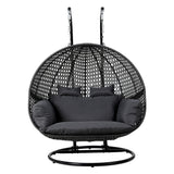 Gardeon Outdoor Egg Swing Chair Wicker Furniture Pod Stand Cushion 2 Seater Grey - Side View
