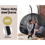 Gardeon Outdoor Egg Swing Chair Wicker Furniture Pod Stand Cushion 2 Seater Grey - Top-Down View