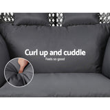 Gardeon Outdoor Egg Swing Chair Wicker Furniture Pod Stand Cushion 2 Seater Grey