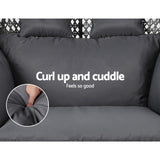 Gardeon Outdoor Egg Swing Chair Wicker Furniture Pod Stand Cushion 2 Seater Grey - 45-Degree Angle