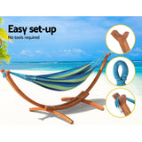 Gardeon Hammock Bed Outdoor Camping Timber Hammock Wooden Stand - Top-Down View