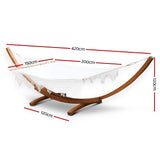 Gardeon Hammock Bed Outdoor Camping Garden Tassel Timber Hammock White - Front View