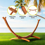 Gardeon Hammock Bed Stand Larch Wood 315cm Length - Rear View