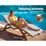 Gardeon Sun Lounge Outdoor Furniture Timber Armchair Wooden Stand - Top-Down View