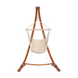 Gardeon Hammock Chair Timber Outdoor Furniture Camping with Stand White - Side View