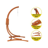 Gardeon Hammock Chair Timber Outdoor Furniture Camping with Stand White - 45-Degree Angle
