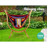 Gardeon Hammock Chair Timber Outdoor Furniture Camping with Wooden Stand - Side View