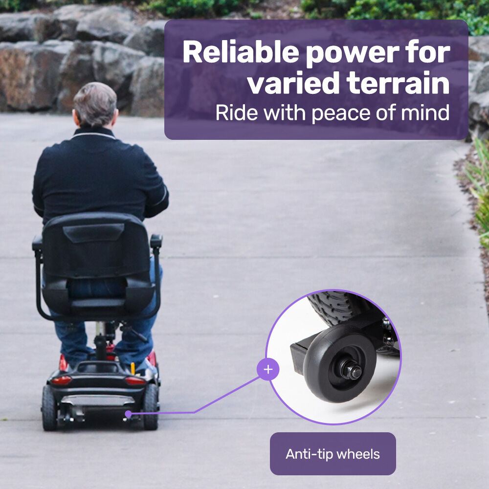 EQUIPMED FreeLite+ Mid-Sized Foldable Electric Mobility Scooter, Lithium Battery, Long Range and Easy Charging, Red