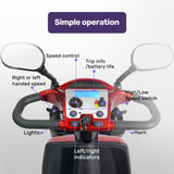EQUIPMED LeisureCruise Extra Large-Sized, High Power, 182kg Capacity Mobility Scooter  - Red - Extra Image