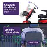 Equipmed ProRider Ultra Large-sized, High Power, Strong Climber, Varied Terrain, 200kg Capacity Mobility Scooter - Red - Close-Up Angle