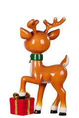 Christmas Reindeer Display - Cute Baby Reindeer with Present - 89cm - Front View