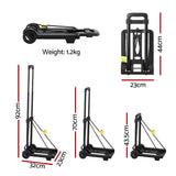 Giantz Folding Trolley Portable Hand Truck Lightweight Travel Luggage Black - Front View