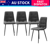 Levede 8x Dining Chairs Kitchen Velvet Grey - Low Angle