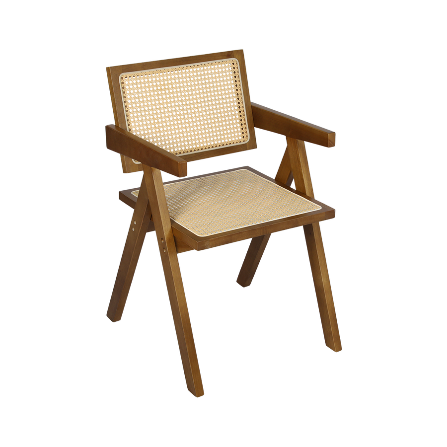 Levede 8x Walnut Wicker Armchair Dining Chair-2018816940583292936