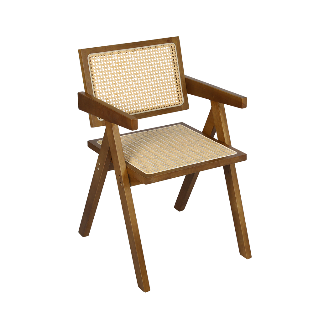 Levede 2x Walnut Wicker Armchair Dining Chair-2018816870890737672
