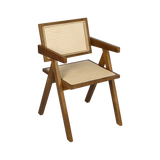 Levede 2x Walnut Wicker Armchair Dining Chair - Low Angle