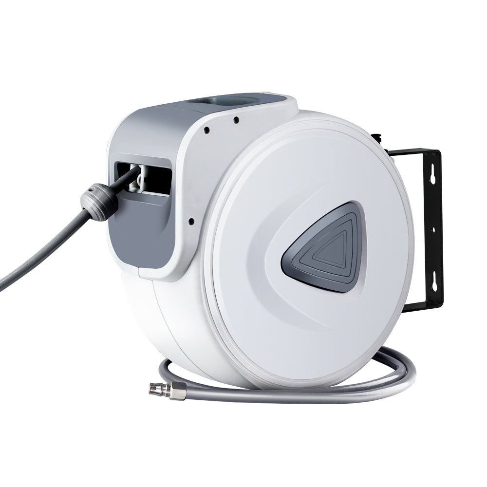 20m Automatic Wall-Mounted Air Hose Reel with 180° Swivel and Self-Layering Mechanism