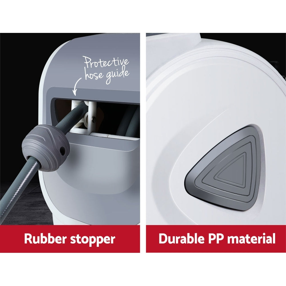 20m Automatic Wall-Mounted Air Hose Reel with 180° Swivel and Self-Layering Mechanism