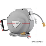 Water Hose Reel 20M Retractable Auto Rewind Garden Brass Spray Gun - Front View