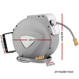 Water Hose Reel 30M Retractable Garden Auto Rewind Brass Spray Gun - Front View