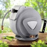 Water Hose Reel 30M Retractable Garden Auto Rewind Brass Spray Gun - Low Angle