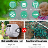 Green Fingers 30M Water Hose Reel Retractable Auto Rewind Wall Mount Garden Spray Gun - Top-Down View