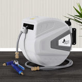 Green Fingers 30M Water Hose Reel Retractable Auto Rewind Wall Mount Garden Spray Gun - Close-Up Angle