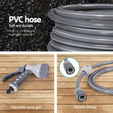 Green Fingers 30M Water Hose Reel Retractable Auto Rewind Wall Mount Garden Spray Gun - 45-Degree Angle