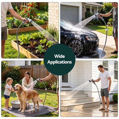Green Fingers 10m Retractable Water Hose Reel, Wall Mounted Garden Hose 9-Pattern Nozzle, image 9