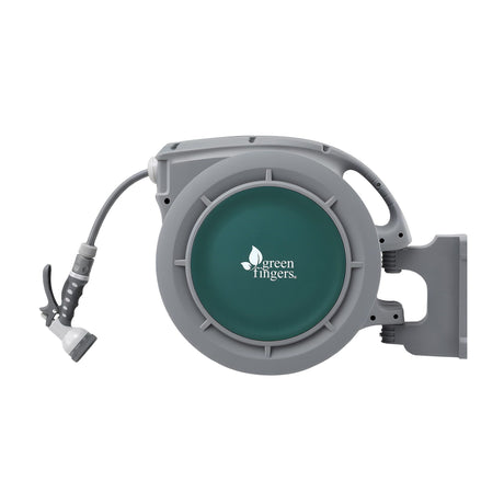 Green Fingers 10m Retractable Water Hose Reel, Wall Mounted Garden Hose 9-Pattern Nozzle, image 11