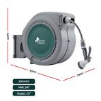Green Fingers 30m Retractable Water Hose Reel, Wall Mounted Garden Hose 9-Pattern Nozzle