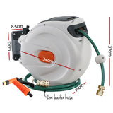 Greenfingers Water Hose Reel 20M Retractable Garden Brass Spray Gun Auto Rewind - Front View
