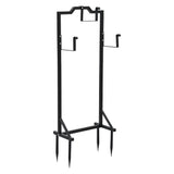 Green Fingers Garden Hose Holder Metal Portable Freestanding Hose Stand 4 Spikes Black - Side View