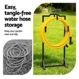 Green Fingers Garden Hose Holder Metal Portable Freestanding Hose Stand 4 Spikes Black - 45-Degree Angle