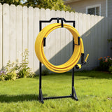 Green Fingers Garden Hose Holder Metal Portable Freestanding Hose Stand 4 Spikes Black - Close-Up Angle