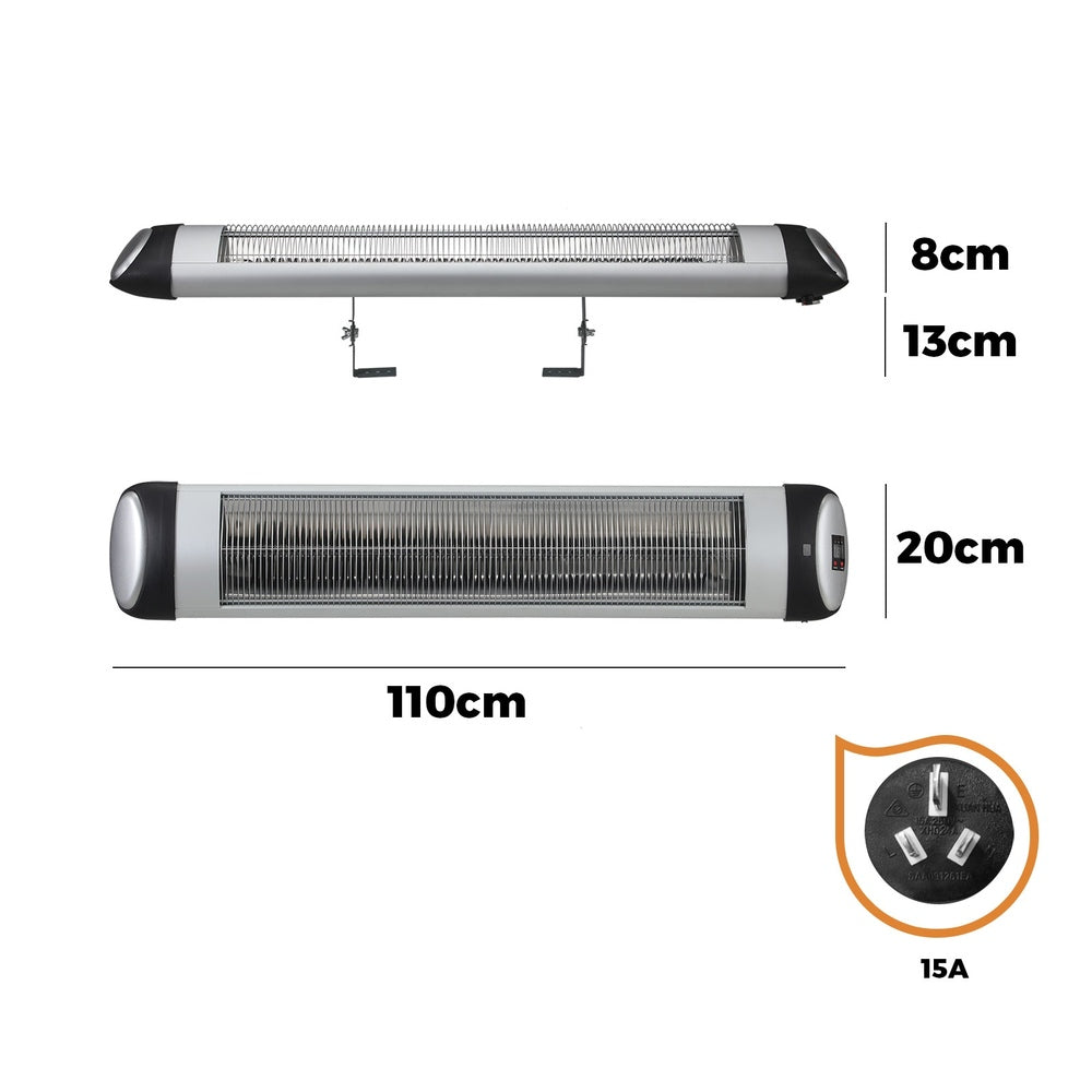 Vevare Electric Strip Infrared Heater Radiant 2x 3000W Remote