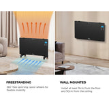 Vevare Electric Glass Panel Heater 2PCS 2000W Wall Mounted - Rear View