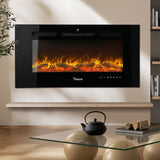 Vevare Electric Fireplace Heater Wall Mounted 3D Flame Effect 2000W - Rear View