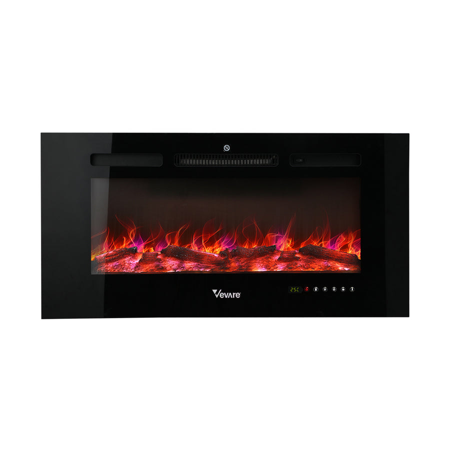 Vevare Electric Fireplace Heater Wall Mounted 3D Flame Effect 2000W