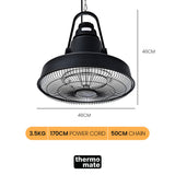 THERMOMATE 1500W Hanging Outdoor Electric Patio Heater, Radiant Carbon Fiber Element, with Remote Control - Rear View