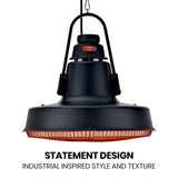 THERMOMATE 1500W Hanging Outdoor Electric Patio Heater, Radiant Carbon Fiber Element, with Remote Control - Front View