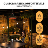 THERMOMATE 1500W Hanging Outdoor Electric Patio Heater, Radiant Carbon Fiber Element, with Remote Control - 45-Degree Angle