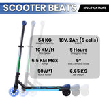 Voyager Scooter Beats Electric Scooter - Blue - Close-Up Angle