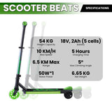 Voyager Scooter Beats Electric Scooter - Green - Low Angle