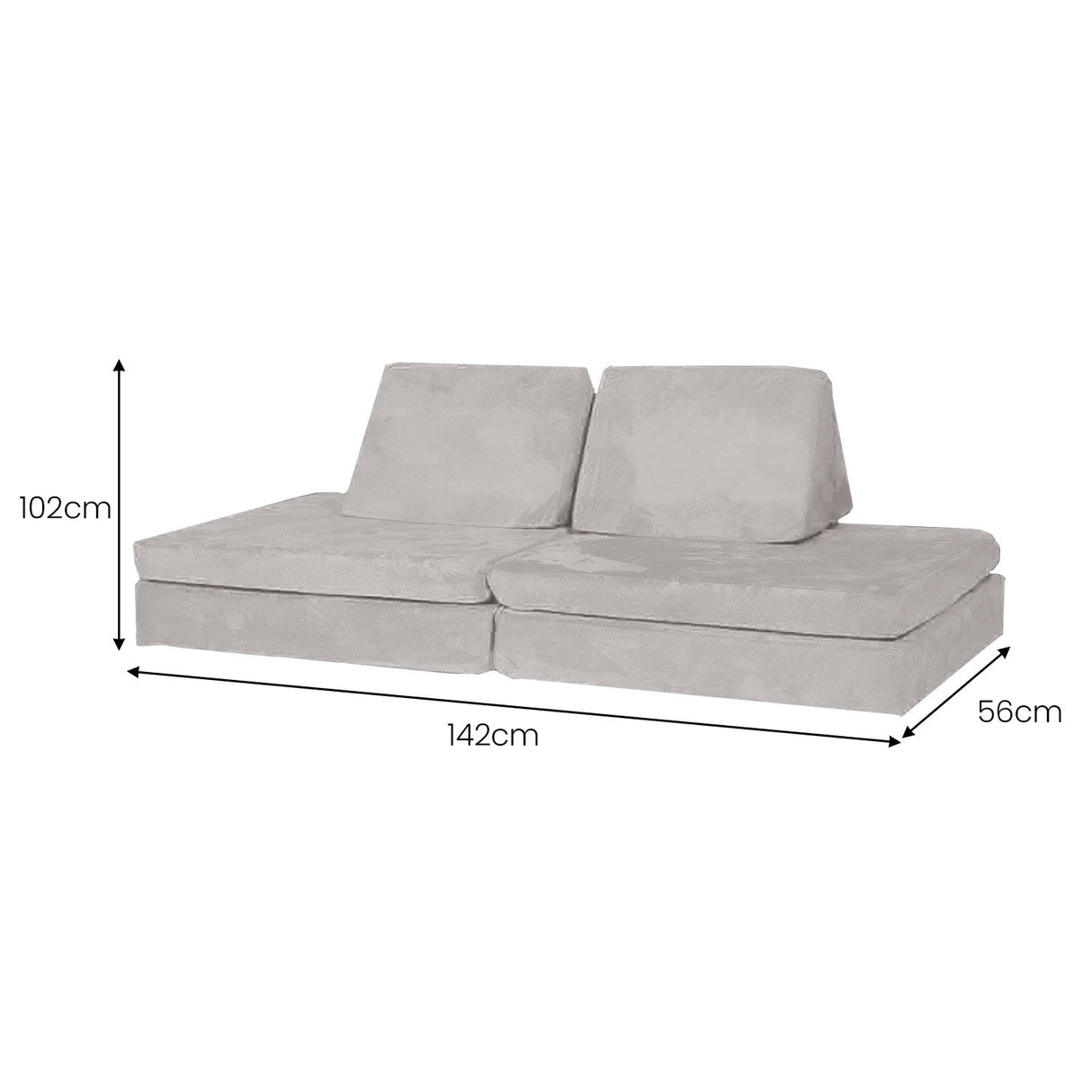 Huddle Kids Modular Play Foam Couch - Grey