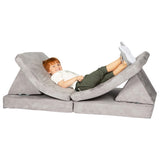 Huddle Kids Modular Play Foam Couch - Grey - Top-Down View