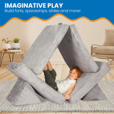 Huddle Kids Modular Play Foam Couch - Grey - 45-Degree Angle