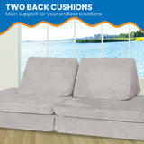 Huddle Kids Modular Play Foam Couch - Grey - Rear View